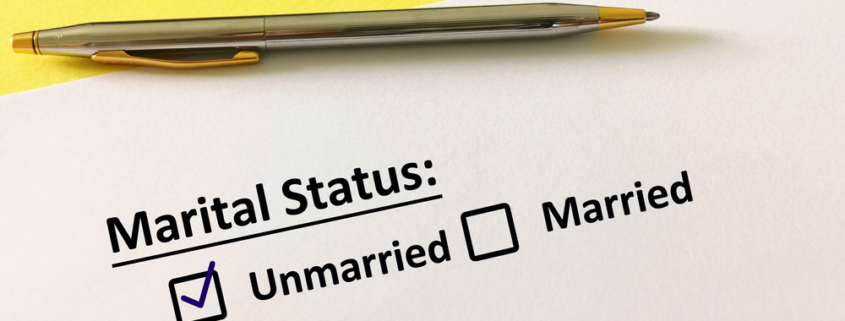 Form with box checked for unmarried rather than married. unwed parents