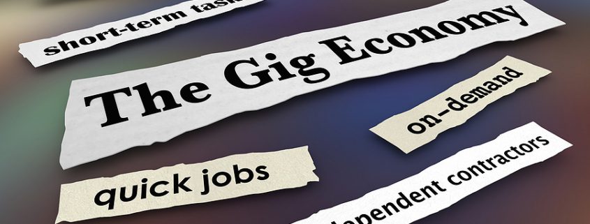 Gig economy concept illustrating independent work and freelance jobs, highlighting how child support laws are adapting to the gig economy.