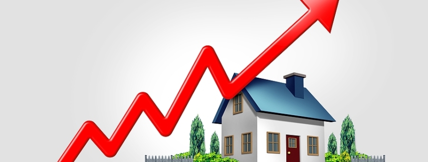 Divorce property settlement concept showing surging home prices and rising mortgage rates